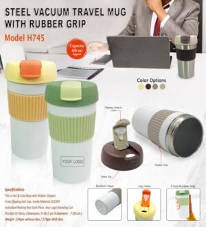 Travel Vacuum Mug with Rubber Grip