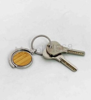 Globe Shape Wooden Keychain