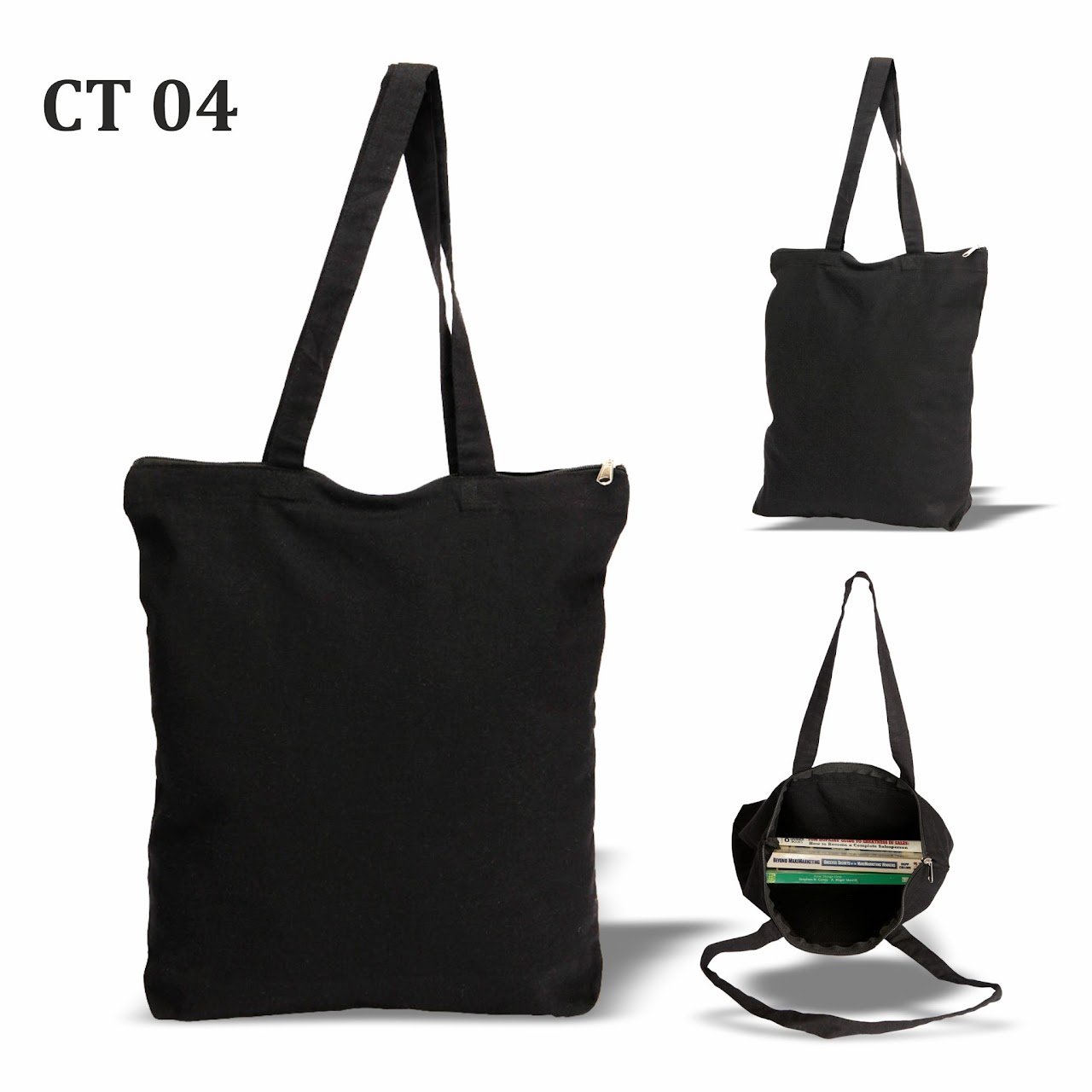 Cotton Tote Bag with Zipper